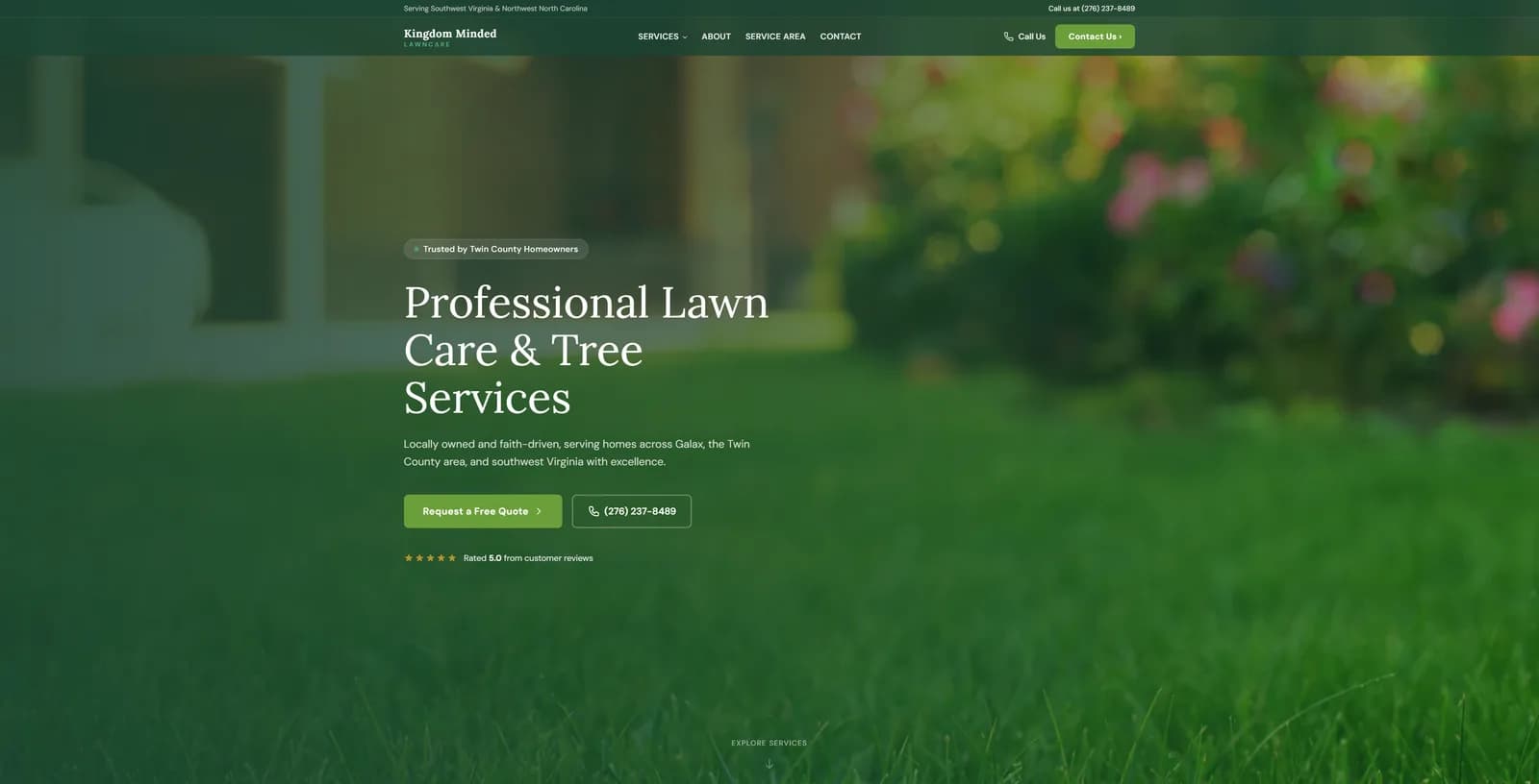 The KM Lawn Care website built by ProStart Solutions