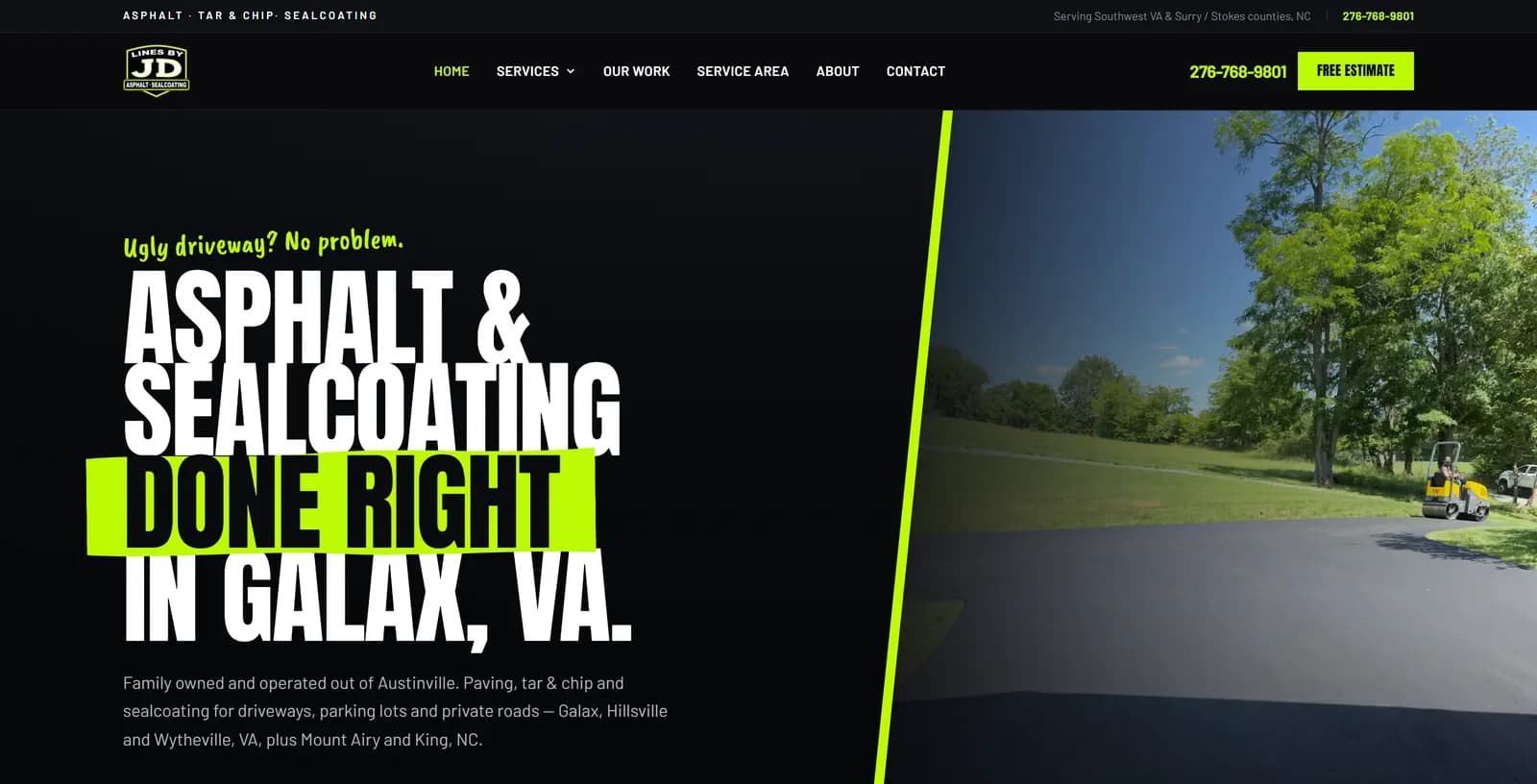 The Lines by JD site, built with dedicated service pages for Wytheville and other Southwest Virginia markets